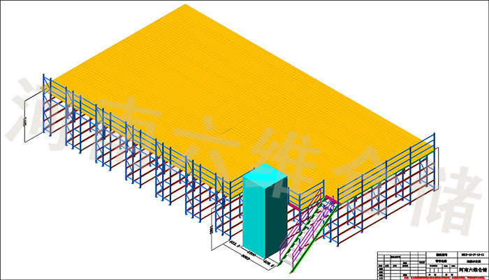 礦產行業閣樓貨架立體效果圖